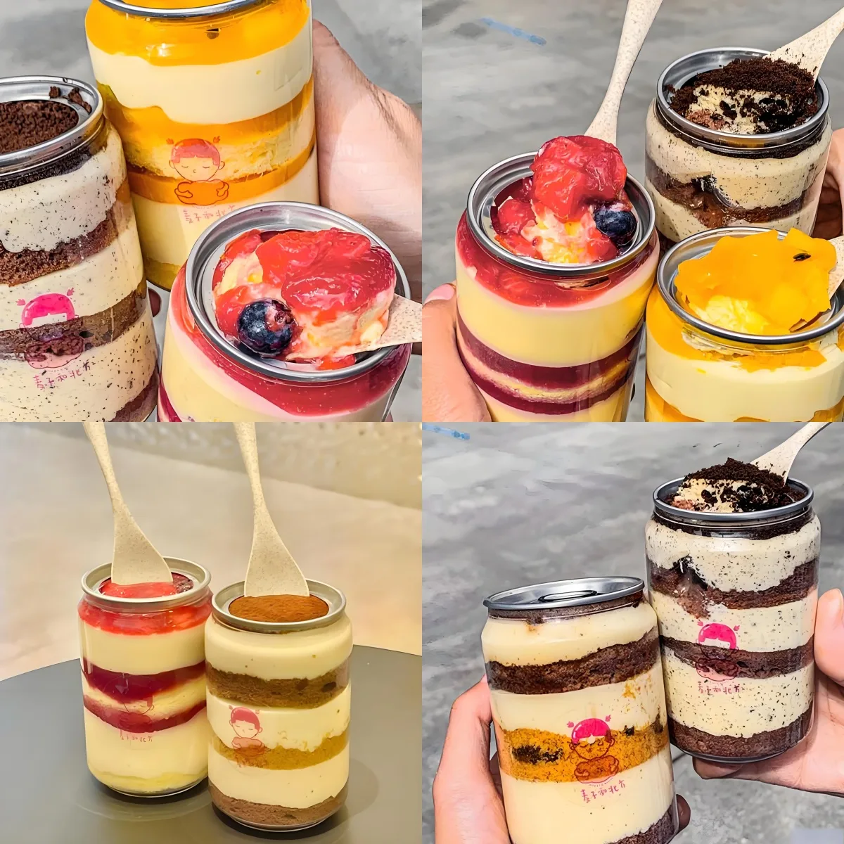 A clear PET cake can with secure lid sitting on a cafe table