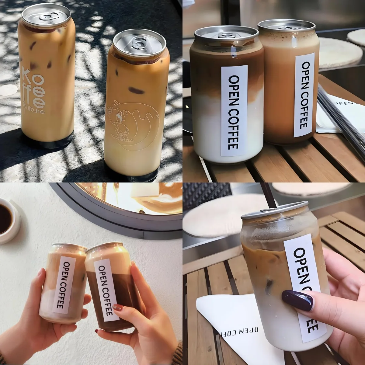 Custom printed transparent PET cans showing decoration options
