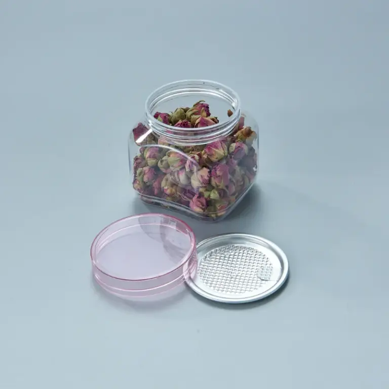 Square Shape Clear Plastic Jar